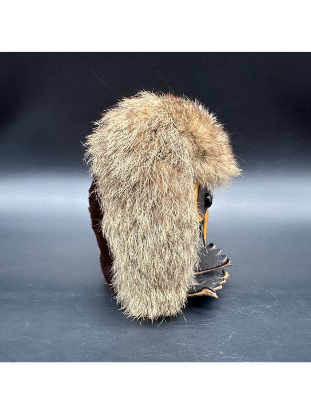 Vintage Owl Figurine Fur Leather Mid Century Kitsch Woodland Creature Retro - Picture 5 of 11
